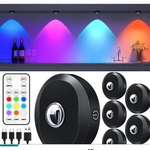 Rechargeable Multicolor Puck Lights Set of 6